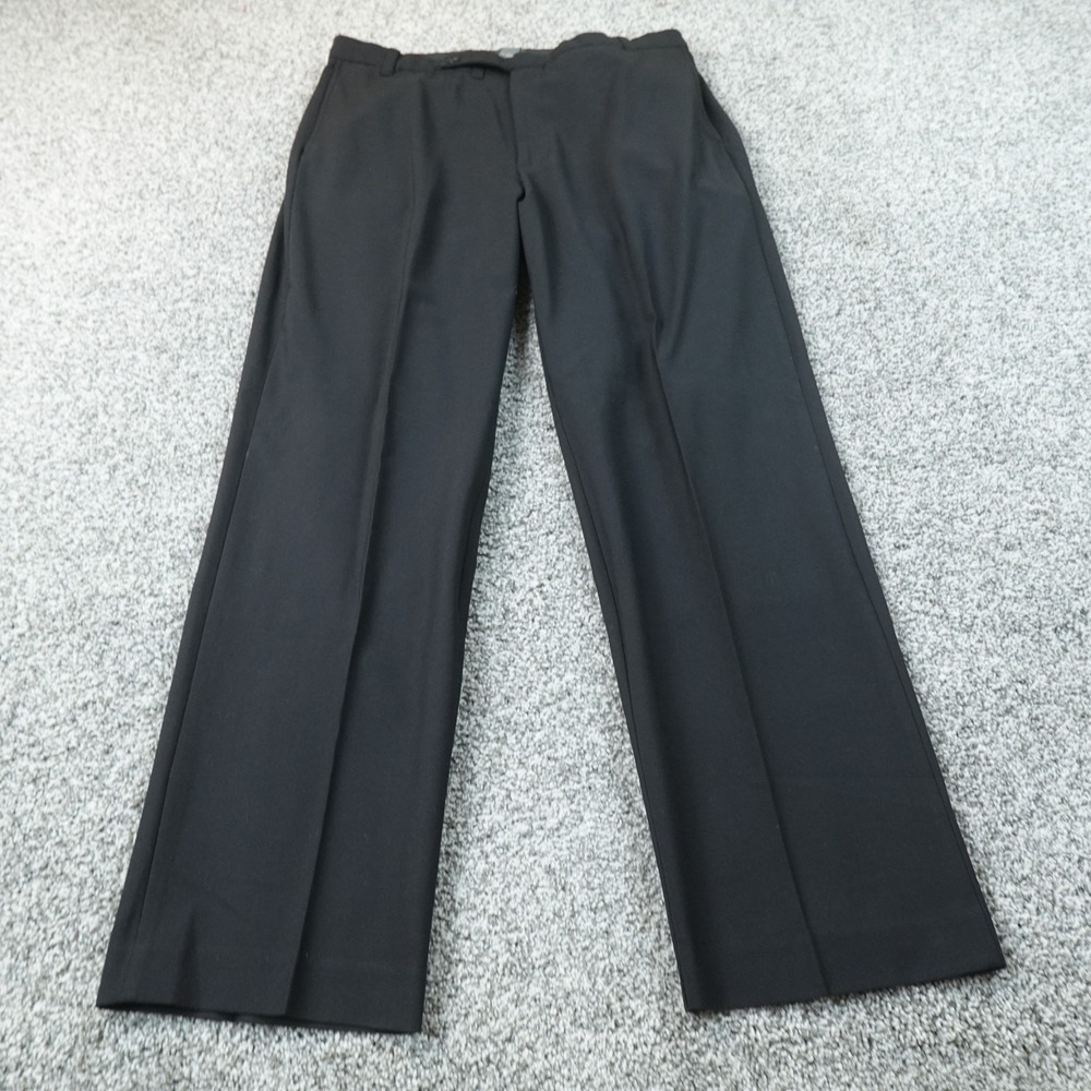 VTG Banana Republic Pants Mens 34X32 Black Wool Stretch Dress Trouser Flat Front